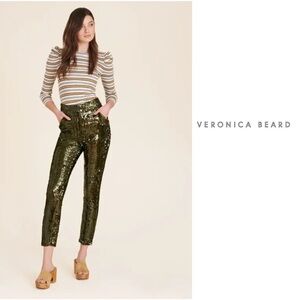 NEW Veronica Beard Kessie Green Sequin Pants